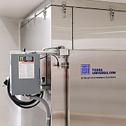 Safety switch mounted to top door on large hepa-filtered cleanroom oven