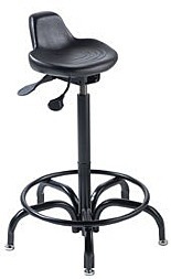 坐/站;实验室，聚氨酯，黑色，管状钢，25