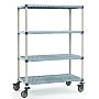 Four-tier cart with quick adjust shelves and removable polymer shelf mats, their open grid design allows air and light penetration | 1534-33 displayed