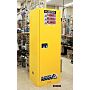 黄色的Slimline安全柜由Justrite制造的是防火双层墙，空气绝缘和焊接钢结构|显示了1619-90
